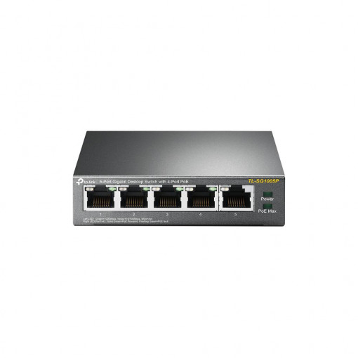 Switch 4 porturi PoE Gigabit, 1 port RJ45 Gigabit, Unmanaged - TP-Link TL-SG1005P