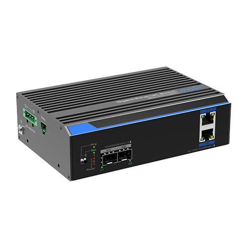 Switch industrial 2 porturi Gigabit HPoE, 2 porturi uplink SFP/RJ45 - UTEPO UTP7202GE-POE