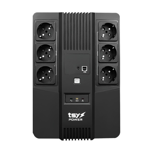 UPS TSY Power, 600VA/360W, LED, AVR-repornire automata, Management, 6 x Schuko, 2 x RJ45, 1 X USB type B TSY-D-0K6-LED