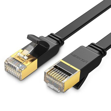 Cablu de rețea plat UGREEN NW106 Ethernet RJ45, Cat.7, STP, 1 m (negru)