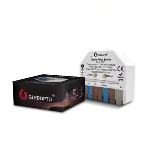 Comutator/releu RF GLEDOPTO GL-C-310P ZigBee 3.0 + 2.4GHz (AC, DC, contact uscat)