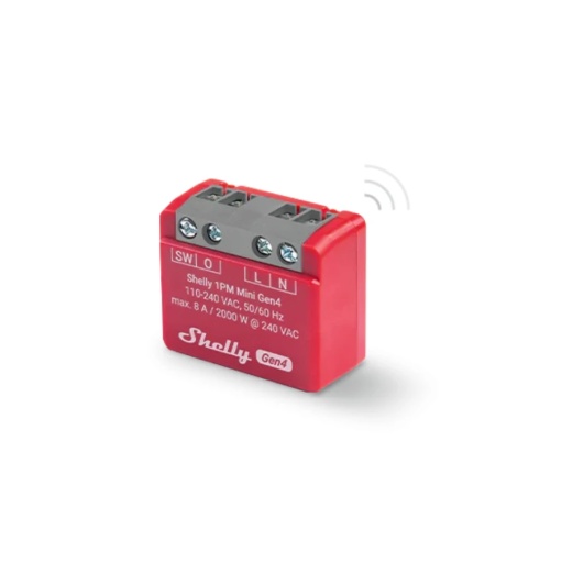 Shelly 1PM Mini Gen4 Comutator releu cu măsurara puterii 1x 8A (WiFi, Bluetooth, Zigbee, Matter)