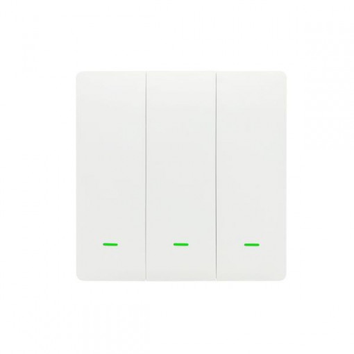 SmartWise B3LW WiFi, întrerupător de perete RF cu 3 canale, buton fizic (fără nul) (alb)