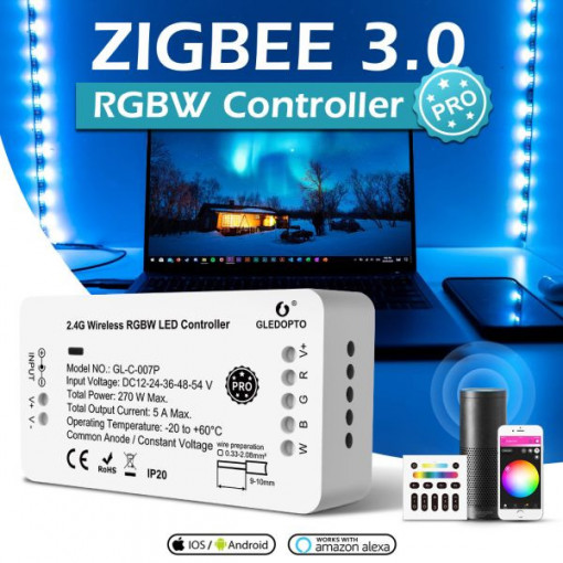 Controler LED Gledopto Zigbee Pro RGBW (Zigbee+RF)