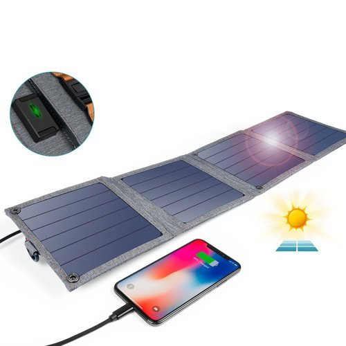 Încărcător solar fotovoltaic Choetech Travel 14W cu USB 5V / 2.4A Panou solar gri