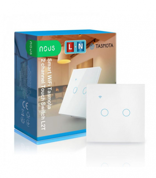 Intrerupator de lumina inteligent WIFI NOUS L2T cu Tasmota (2 canale)