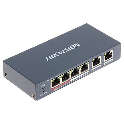 Switch 4 porturi PoE+, 2 porturi uplink - HIKVISION DS-3E0106HP-E