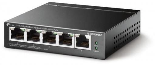 Switch TL-SG1005LP, 4 porturi PoE Gigabit, 1 port RJ45 Gigabit, Unmanaged - TP-Link TL-SG1005LP