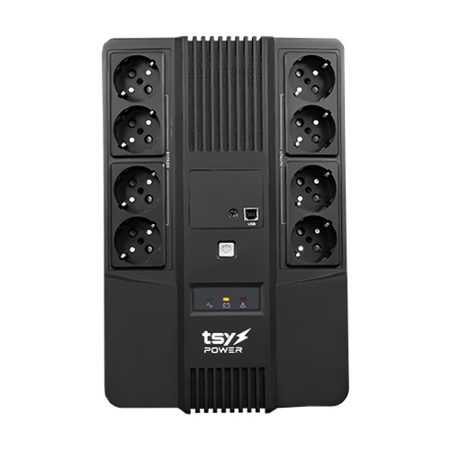 UPS TSY Power, 1000VA/600W, LED, AVR-repornire automata, Management, 8 x Schuko, 2 x RJ45, 1 X USB type B TSY-D-1K0-LED