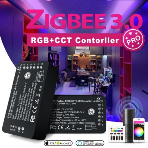 Controler LED Gledopto Zigbee Pro RGB+CCT (Zigbee+RF)