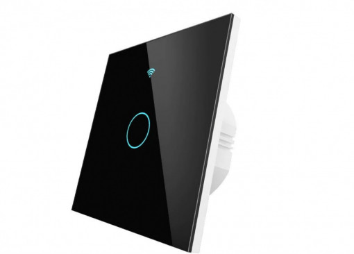 Intrerupator de lumina TUYA 1 canal WiFi+RF L+N negru