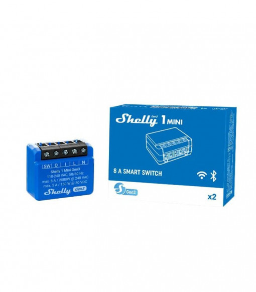 SHELLY 1 MINI GENERATIA 3 - 1 CANAL 8A (WIFI, BLUETOOTH)