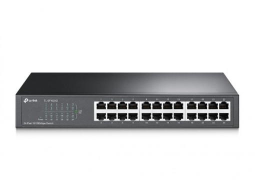 Switch 24-porturi 10/100M, 13-inch rack-mountable steel case, Tp-Link
