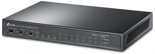 Switch 8 x RJ45 10/100 Mbps PoE, 2 x RJ45 1G, 1 x SFP 1G, Buget PoE 124W, Unmanaged - TP-Link TL-SL1311MP