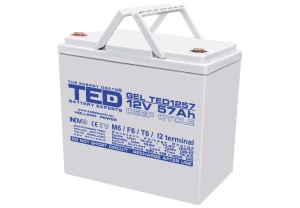 Acumulator 12V GEL Deep Cycle, Dimensiuni 229 x 138 x 208 mm, Baterie 12V 57Ah M6, TED Electric TED003393