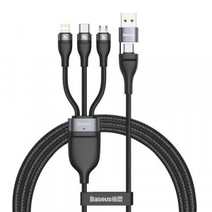 Cablu Baseus 3in1 Typ C - USB Type C / Lightning / micro USB 1,2 m negru