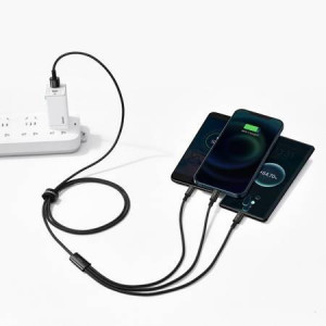 Cablu USB 3in1 Baseus Tungsten Gold, USB la micro USB / USB-C / Lightning, 3,5 A, 1,5 m (negru)