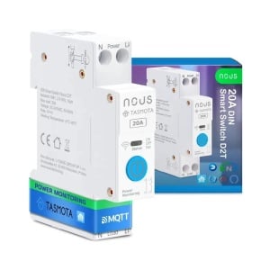 Comutotor inteligent Wi-Fi Nous D2T DIN 20A cu Tasmota (1 canal, cu PM, ESP32)