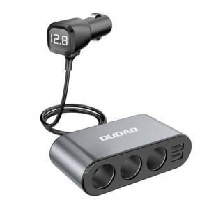 Încărcător auto Dudao 2x USB / 3x despărțitor brichetă negru