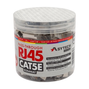 Mufa RJ-45 FTP Cat.5e EZ Passthrough, ecranata, 50Âµ (100 buc) RJ45M-CAT5-EZ-50U-JAR
