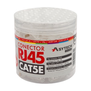 Mufa RJ-45 UTP Cat.5e, 50Âµ (100 buc) RJ45-CAT5E-50U-JAR