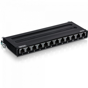 Patch Panel Wall Mount, 12 porturi RJ45 UTP, Cat6a, Ecranat, 0.5U - TRENDnet TC-P12C6AS