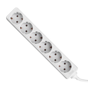 Prelungitor 5 metri cu 6 Schuko, Cablu 3x 1.5mm, Culoare Alb, Putere 3680W 16A, TED Electric TED000880