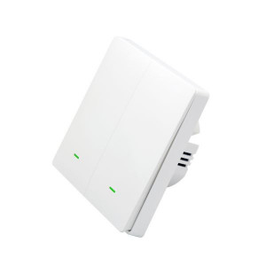 SmartWise B2LW WiFi, întrerupător de perete RF cu 2 canale, buton fizic (fără nul) (alb)