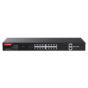 Switch 16 porturi Gigabit PoE, 2 x RJ45 Gigabit Uplink, 2 x SFP Gigabit, 1U - IP-COM G1120P-16-250W