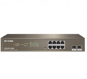Switch 8 porturi PoE Gigabit, uplink 2 porturi SFP Gigabit, 130W, Cloud Management - IP-COM G3310P-8-150W