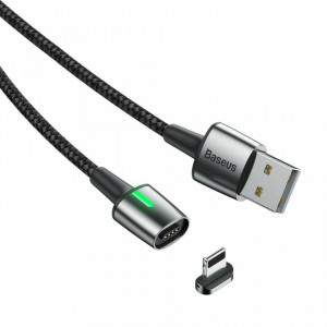 Cablu de date din zinc magnetic Baseus USB For Lightning 1.5A 1m Black (CALXC-B01)