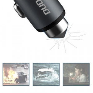 Încărcător auto universal cu ciocan de spart parbriz Dudao 2x USB 3.1A gri