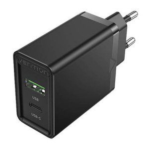 Încărcător de perete EU USB-A(18W), USB-C(20W) Vention , 2.4A, PD3.0 (negru)
