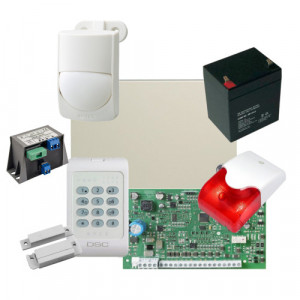 Kit alarma la efractie DSC cu sirena interioara KIT1404INT-OPT