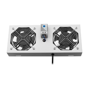 Modul 2 ventilatoare pentru rack SBW/EXIP55 19', cu termostat, RAL 7035 - ASYTECH Networking ASY-FAN-EXIP55-THM-2F