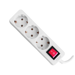 Prelungitor 1.5 metri cu 3 Schuko, Cablu 3x 1mm, Culoare Alb, Putere 3680W 10A, TED Electric TED000545