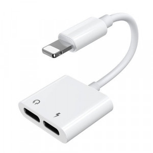 Adaptor Lightning X2 pentru căști audio și încărcare alb Joyroom