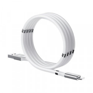 Cablu USB lightning magnetic autoorganizat Remax - 2,1 A 1 m alb