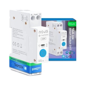 Comutotor inteligent Wi-Fi Nous D1T DIN 16A cu Tasmota (1 canal, cu PM, ESP32)