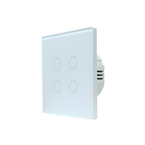 Intrerupător de lumină cu 4 canale WiFi+RF SmartWise T4 EU 4C UNI (R3), alb, fara nul