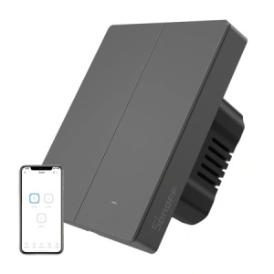 Intrerupator de lumina inteligent Matter over WiFi SONOFF M5-2C-80 gri