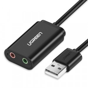 Placă de sunet externa USB Ugreen 3,5 mm mini jack 15cm negru