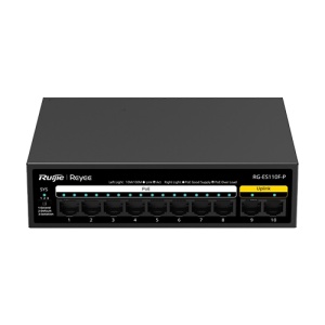 Switch L2, 8 x RJ45 10/100 Mbps PoE, 2 x RJ45 10/100 Mbps, Unmanaged - Ruijie Reyee RG-ES110F-P