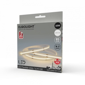 Banda LED COB 10W 24V 3000K IP20 5m