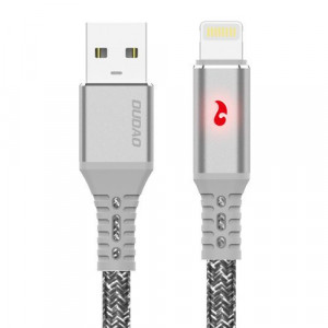 Cablu telefon USB - Lightning 1 m 3 A cu LED Dudao gri