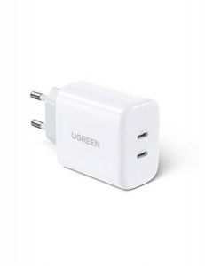 Încărcător de perete UGREEN CD243, 2x USB-C, 40 W (alb)