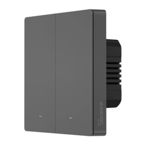 Întrerupător de perete inteligent Sonoff M5-2C-86M 2 Canale cu conexiune Wi-Fi, gri