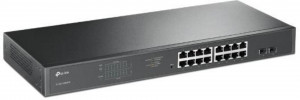Switch 16 porturi PoE+ Gigabit, 2 porturi RJ45 Gigabit, 2 x Combo SFP Gigabit, Managed - TP-Link TL-SG1218MPE