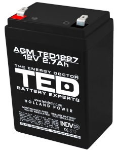 Acumulator 12V Stationar VRLA, Dimensiuni 70 x 47 x 98 mm, Baterie 12V 2.7Ah, TED Electric TED003119