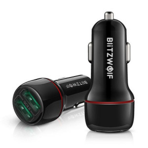Blitzwolf BW-SD5 Dual USB încărcător auto 25W QC3.0 (negru)